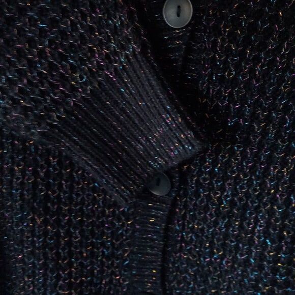 Takeout Open Knit Cardigan-Medium-Button Front-Rainbow Metallic Thread-Cozy - Picture 5 of 10